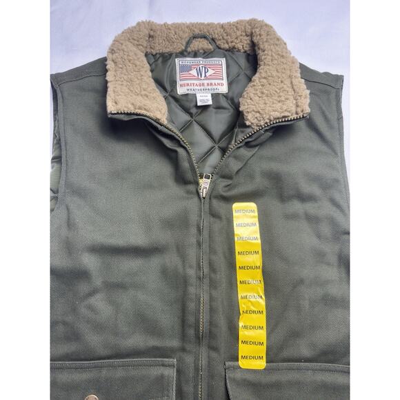 WP WEATHERPROOF Men's Workwear Vest Size Medium Olive Green Quilted Sherpa - Picture 6 of 9